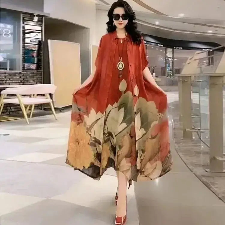 Elegant Silk Two-Piece Maxi Set