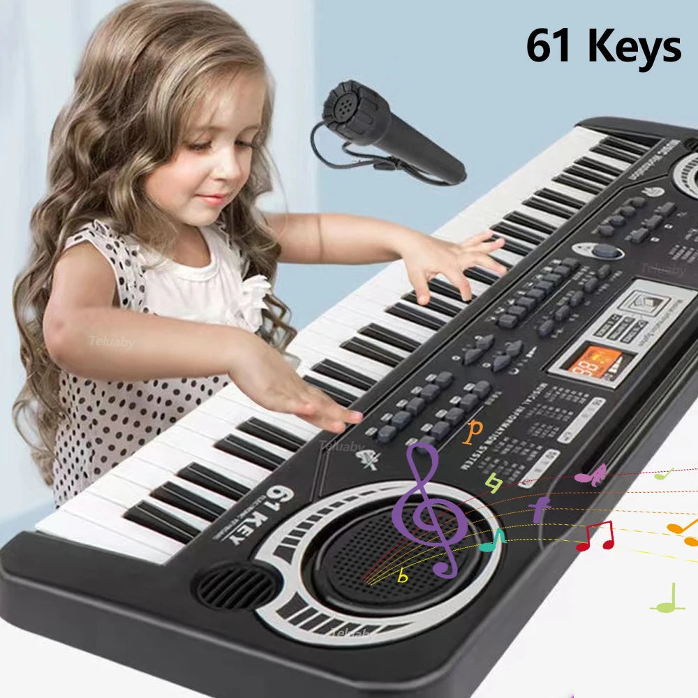 Kids Electronic Keyboard Piano with Microphone – 61-Key Organ & 24-Key Educational Musical Toy for Beginners