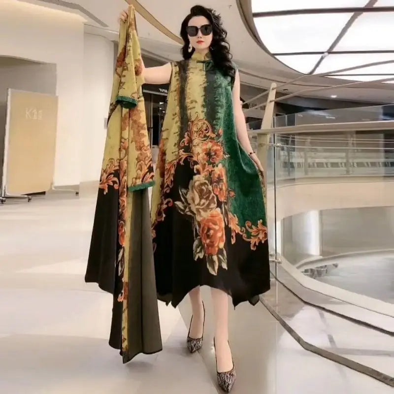 Elegant Silk Two-Piece Maxi Set