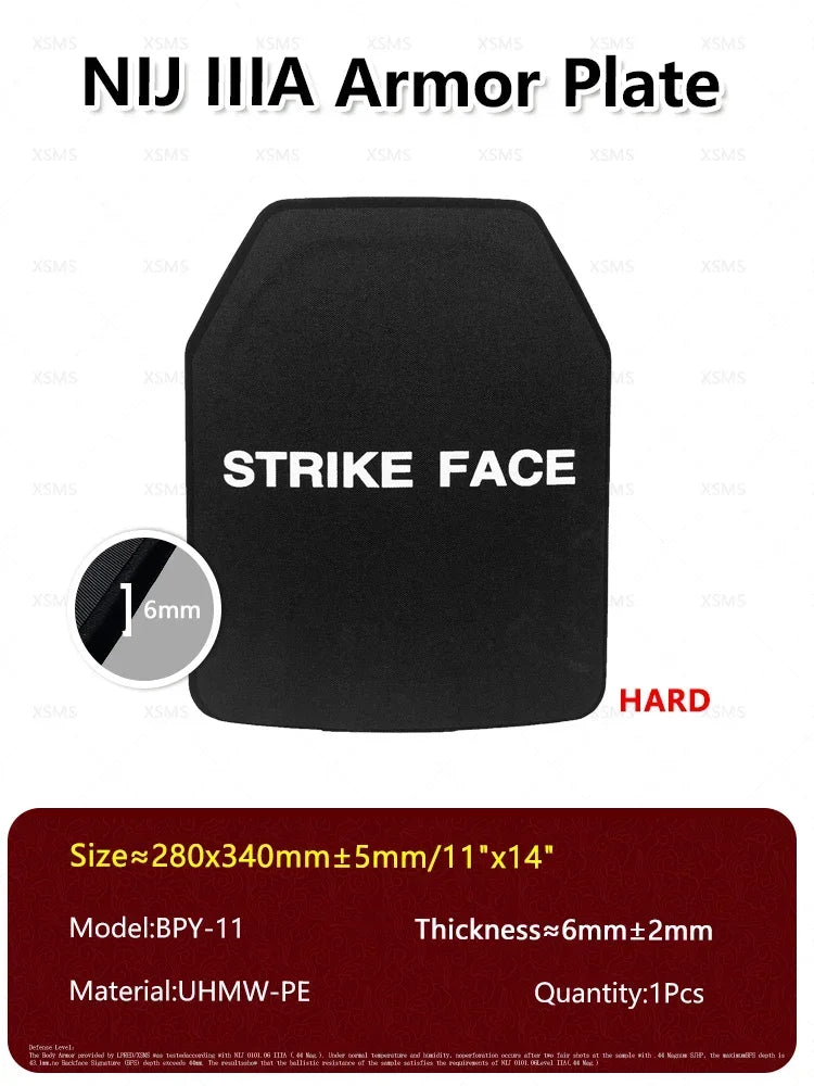 NIJ IIIA Soft/Hard Bulletproof Plates for Ballistic Vest and Backpack – Available in 6x8, 10x12, 11x14 Sizes