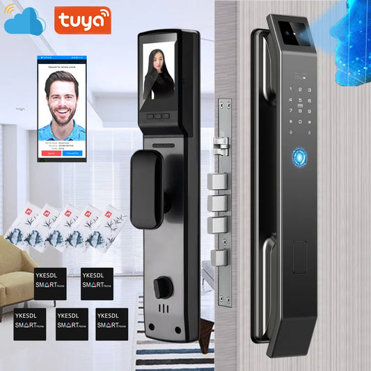 3D Face Recognition Digital Door Lock | Camera, Fingerprint & Password Unlock | Keyless Electronic Lock