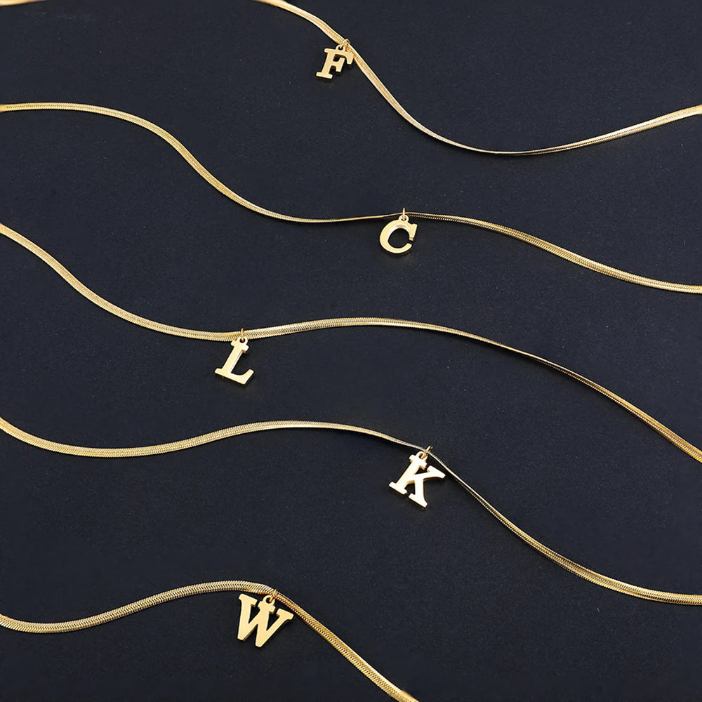 Gold Plated A-Z Alphabet Pendant Necklace for Women – Stainless Steel Initial Letter