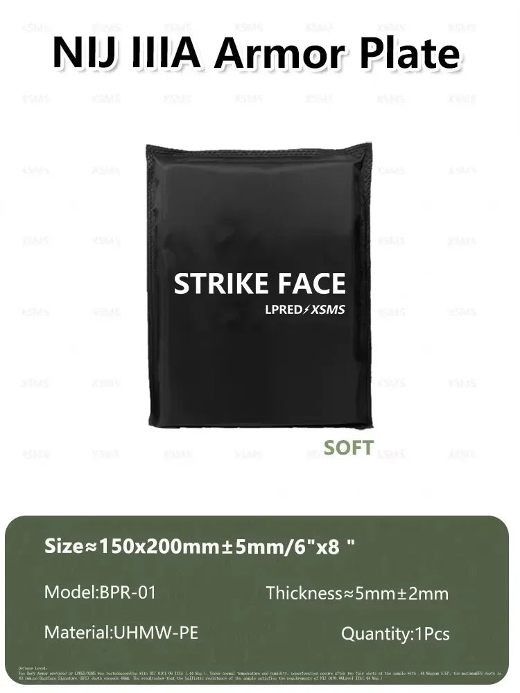 NIJ IIIA Soft/Hard Bulletproof Plates for Ballistic Vest and Backpack – Available in 6x8, 10x12, 11x14 Sizes