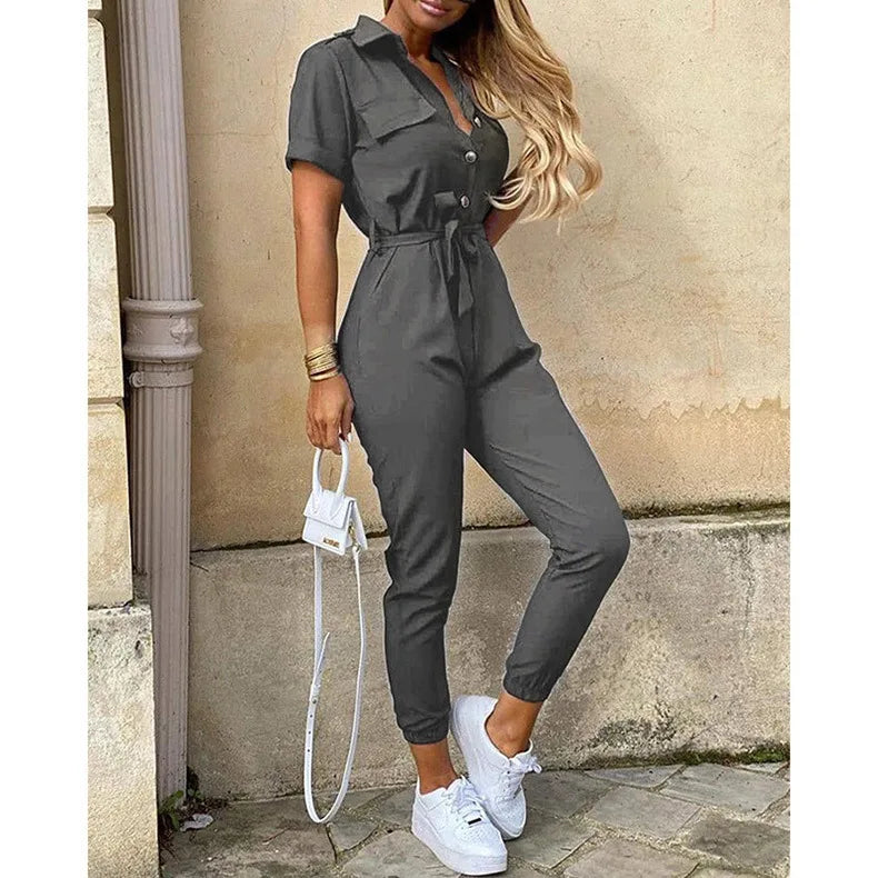 Monochrome Belted Jumpsuit – Workwear & Casual Fit