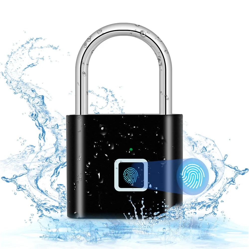 Keyless USB Charging Fingerprint Smart Padlock | Waterproof Anti-Theft | 0.2sec Unlock | Zinc Alloy Door Lock