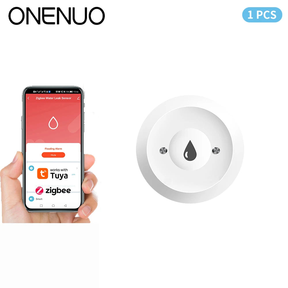 ONENUO Tuya ZigBee WiFi Smart Water Leak Sensor – Flood Detection & Alarm, Works with ZigBee Gateway & Smart Life Control