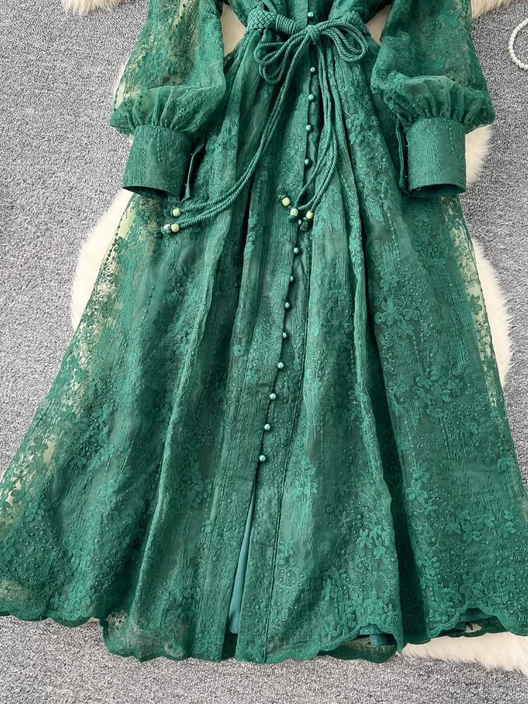 French Vintage Embroidered Evening Dress