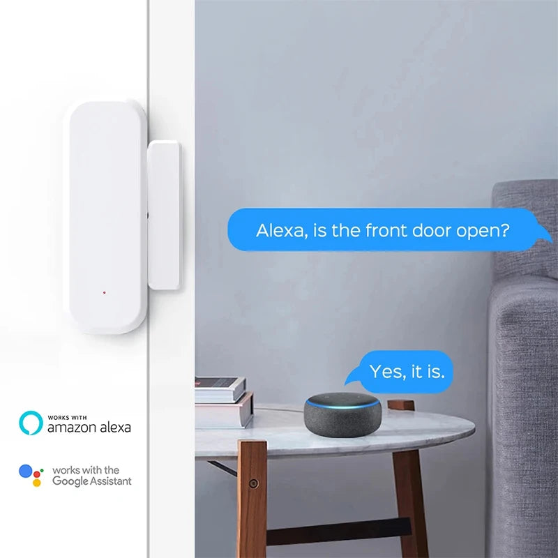 Tuya WiFi Smart Door & Window Sensor – Security Alarm System Compatible with Alexa & Google Home