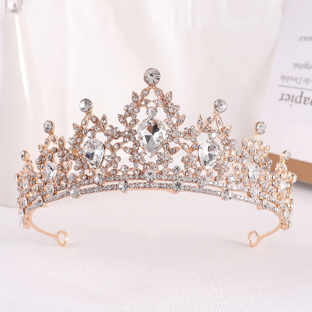 Crystal Bridal Tiara – Silver Wedding Crown Headpiece for Veil & Hair Accessories