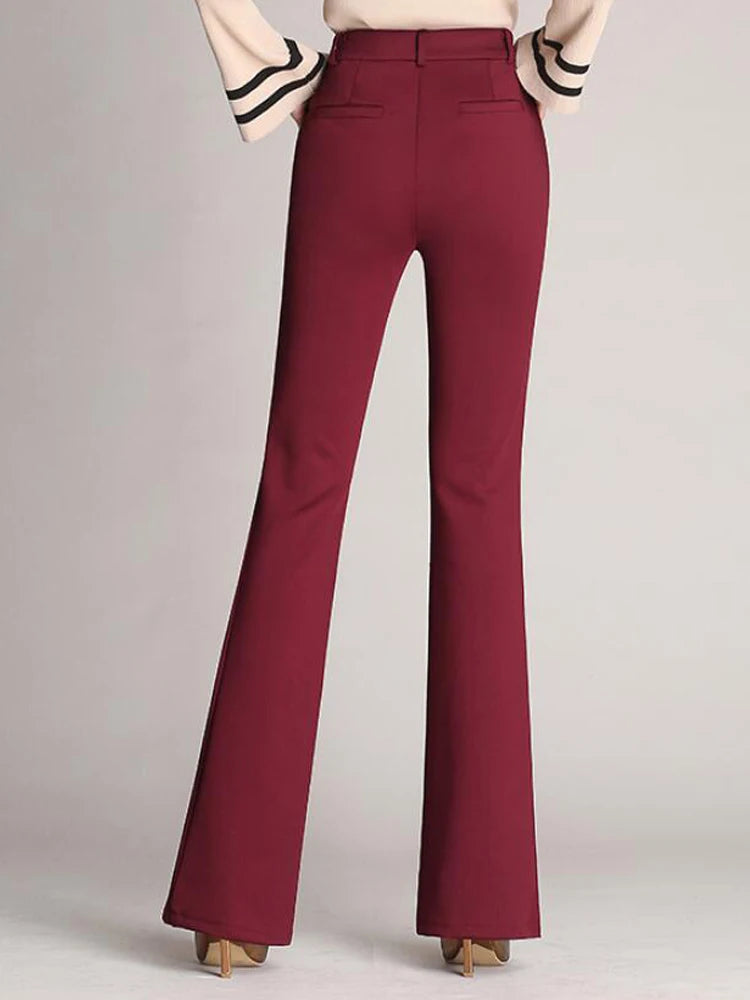 Elegant High-Waist Wide-Leg Pants – Women's Vintage Flared Trousers for Office & Casual Wear