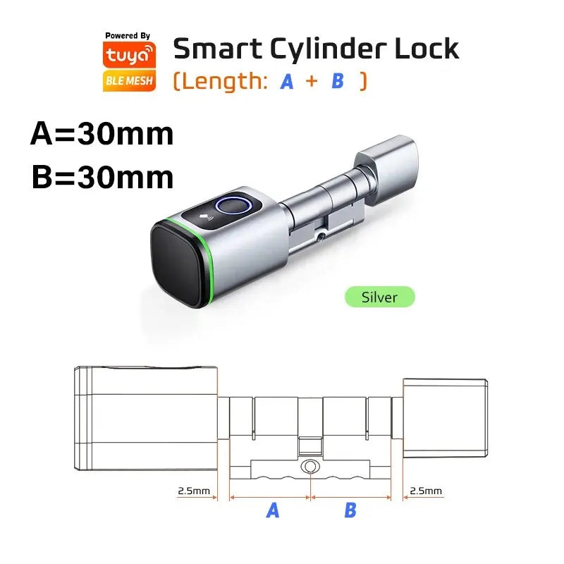Smart Cylinder Lock with Tuya Bluetooth | Fingerprint & 13.56MHz IC Card | Includes CR123A Battery | Easy Installation | Replace S1