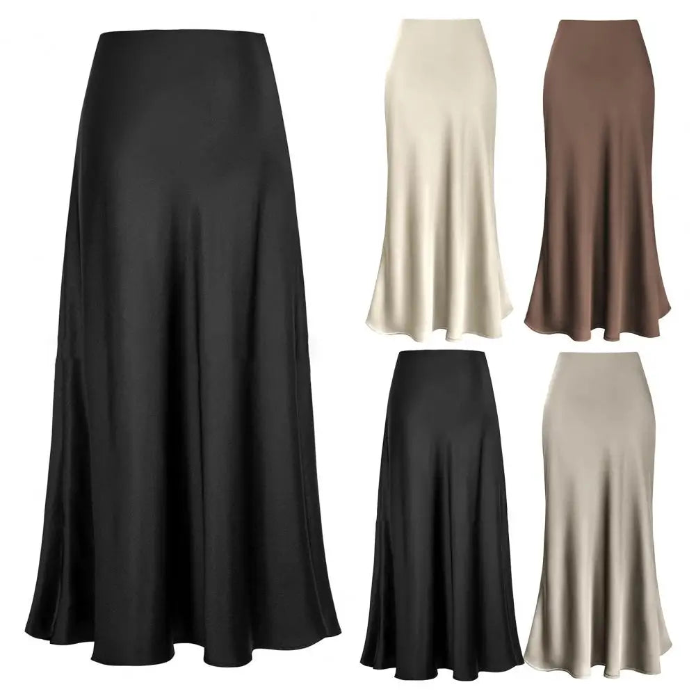 legant High-Waist Satin Fishtail Skirt