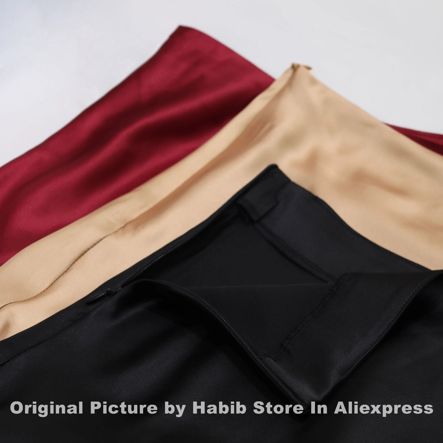 Elegant High-Waist Satin Skirt – Women's Korean Style A-Line Pencil Skirt for Office & Casual Wear