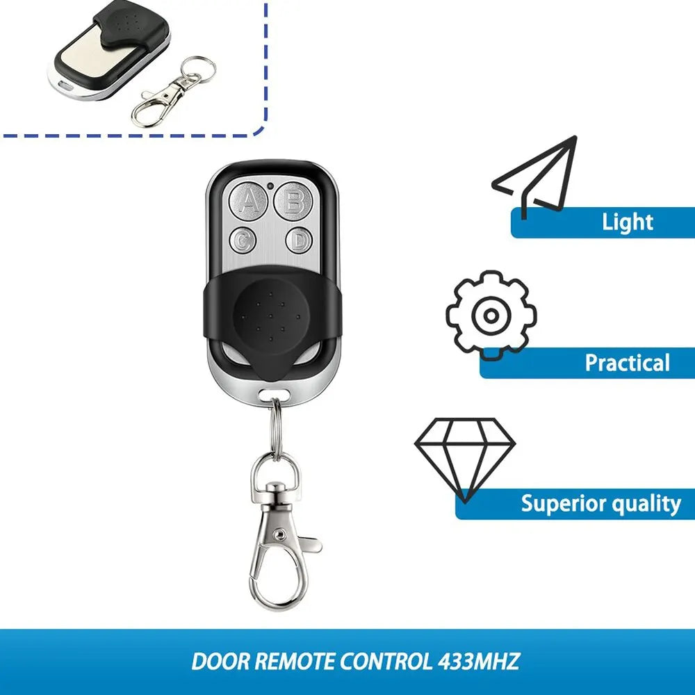 Metal Push Button Remote Control – 4-Button 433MHz Universal Garage Door Opener (ABCD/Lock/Unlock)
