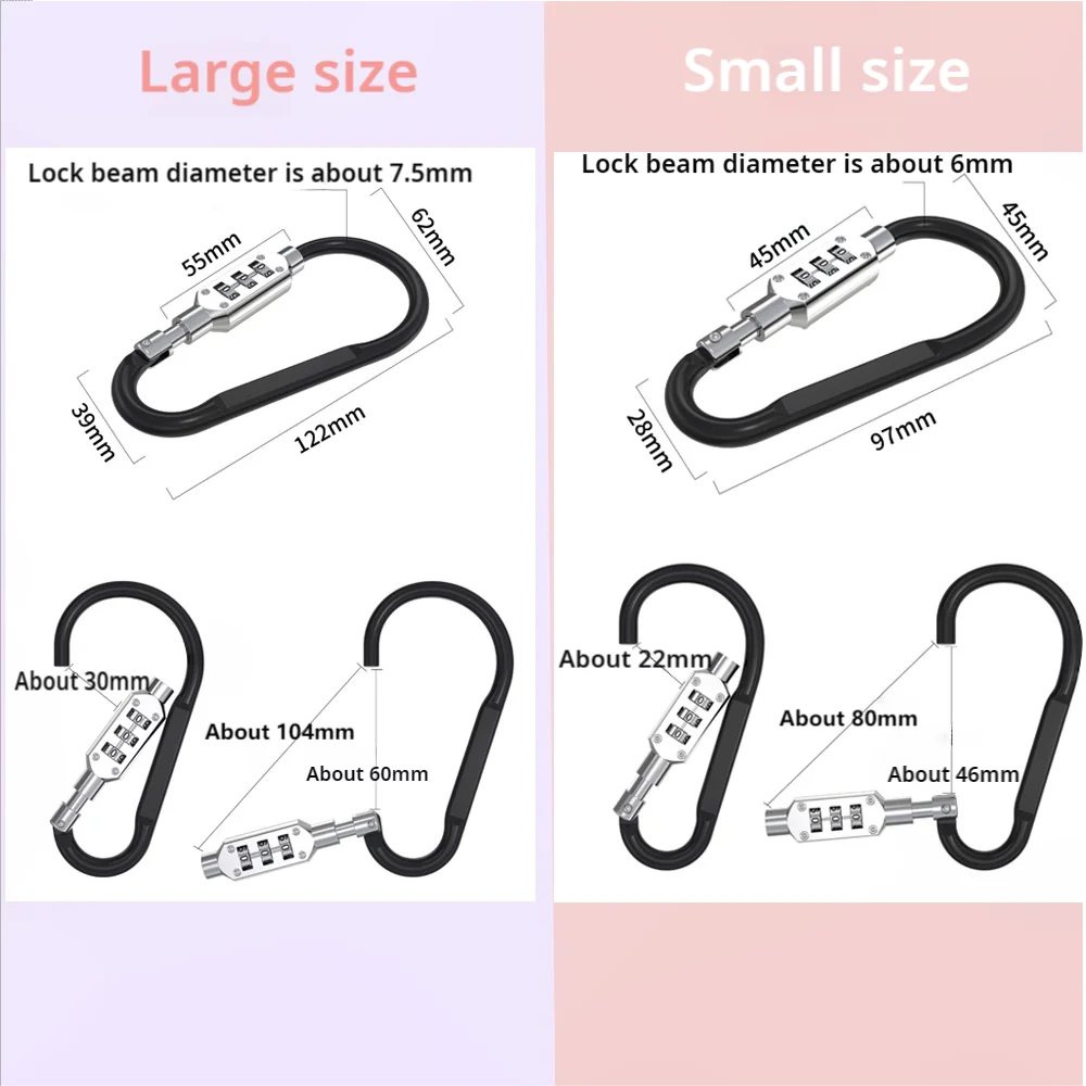 Aluminum Alloy D-Type Backpack Lock | Waterproof & Anti-Theft Combination Padlock | Helmet & Basket Buckle Hook