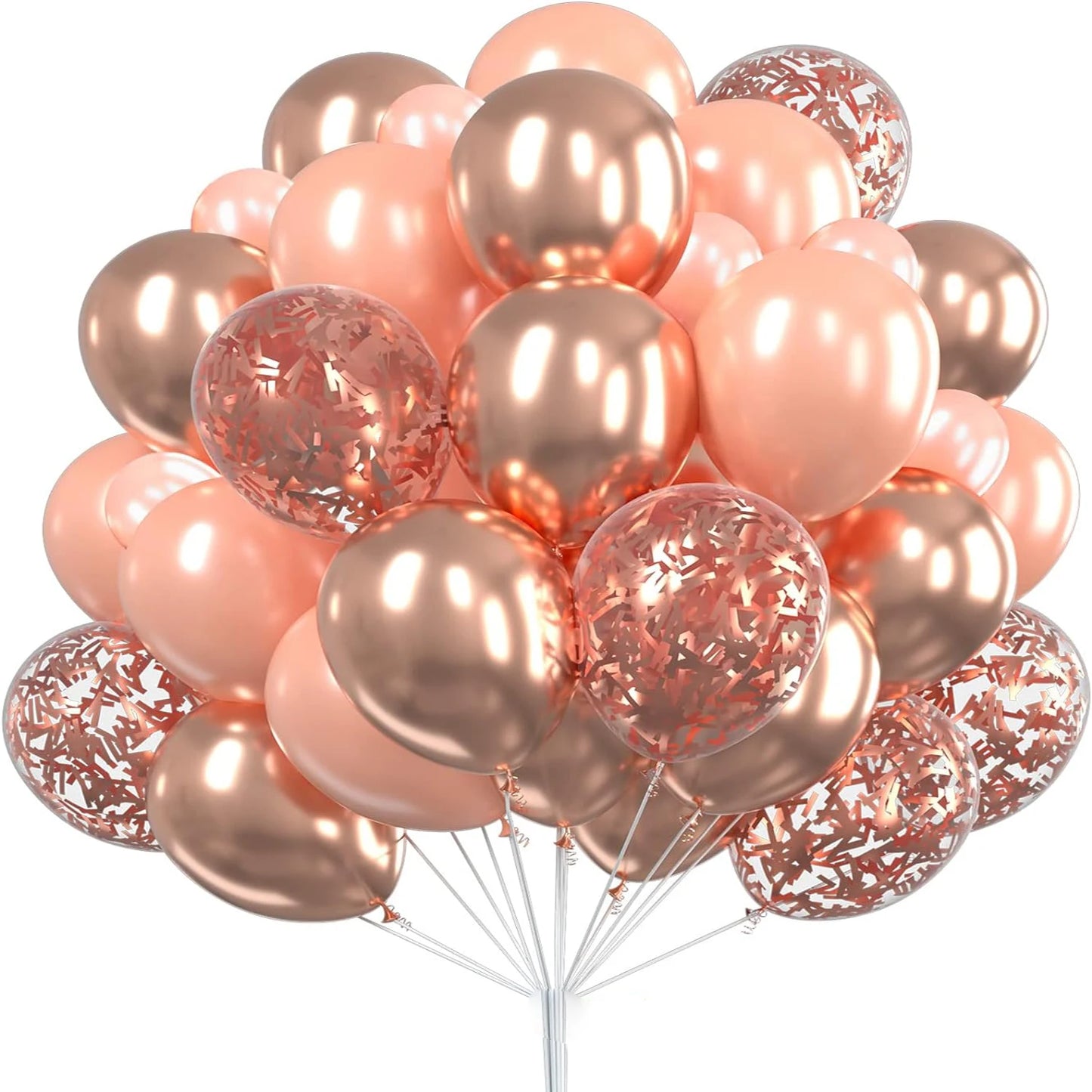 Metallic Gold & Pearl White Balloons – 12" Latex and Confetti Balloons for Party & Wedding Decor 30pcs