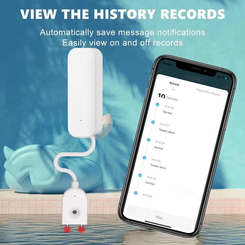 Smart WiFi Water Leak Detector – Tuya Flood Alarm with Overflow Alert, Water Level Monitoring, and Smart Home App Control