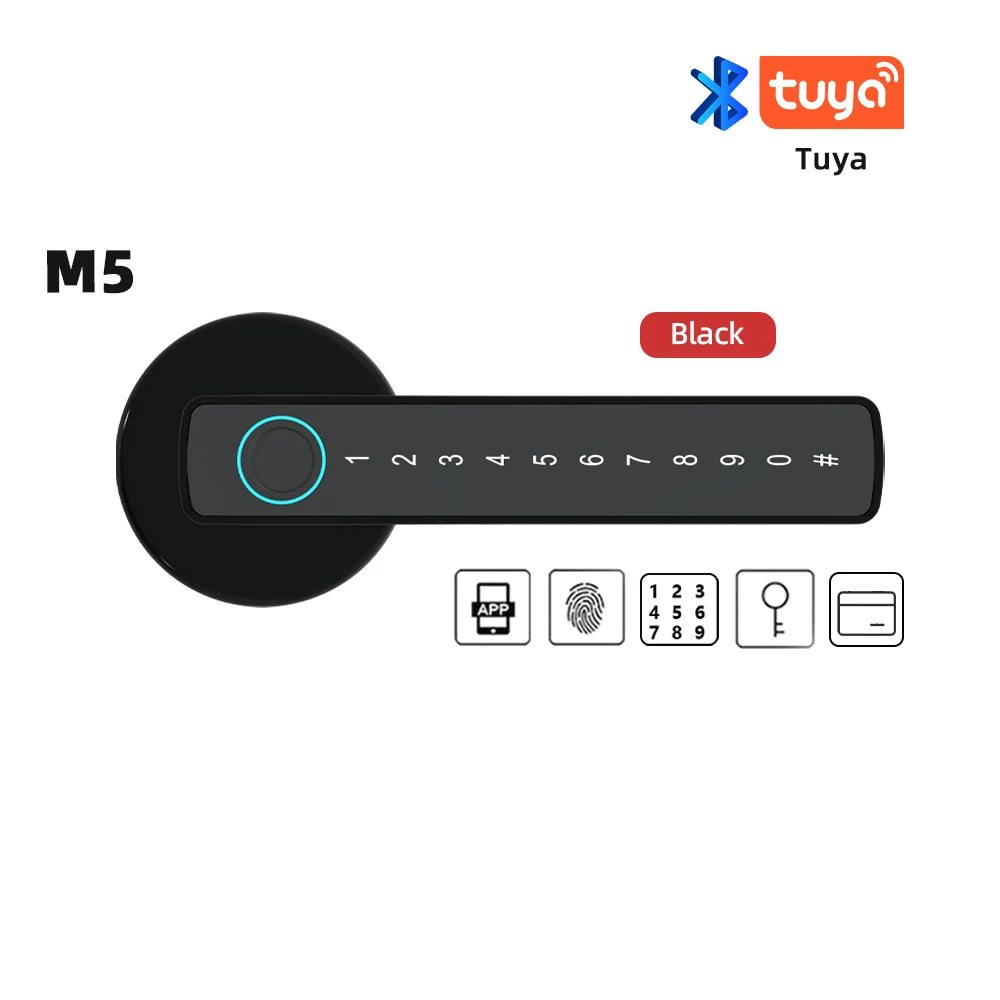 RAYKUBE Tuya BLE Fingerprint Door Lock | Digital Electronic Lock | Password/Key/IC Card | Smartlife/ Tuya APP Unlock