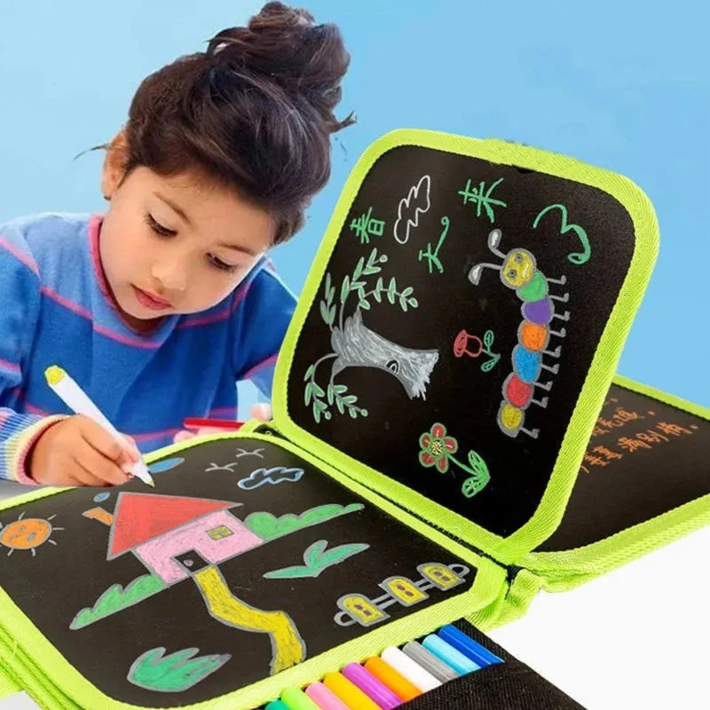 Magic Blackboard for Kids – Educational Drawing & Coloring Toy with 6 Pages & Water Chalk Pens
