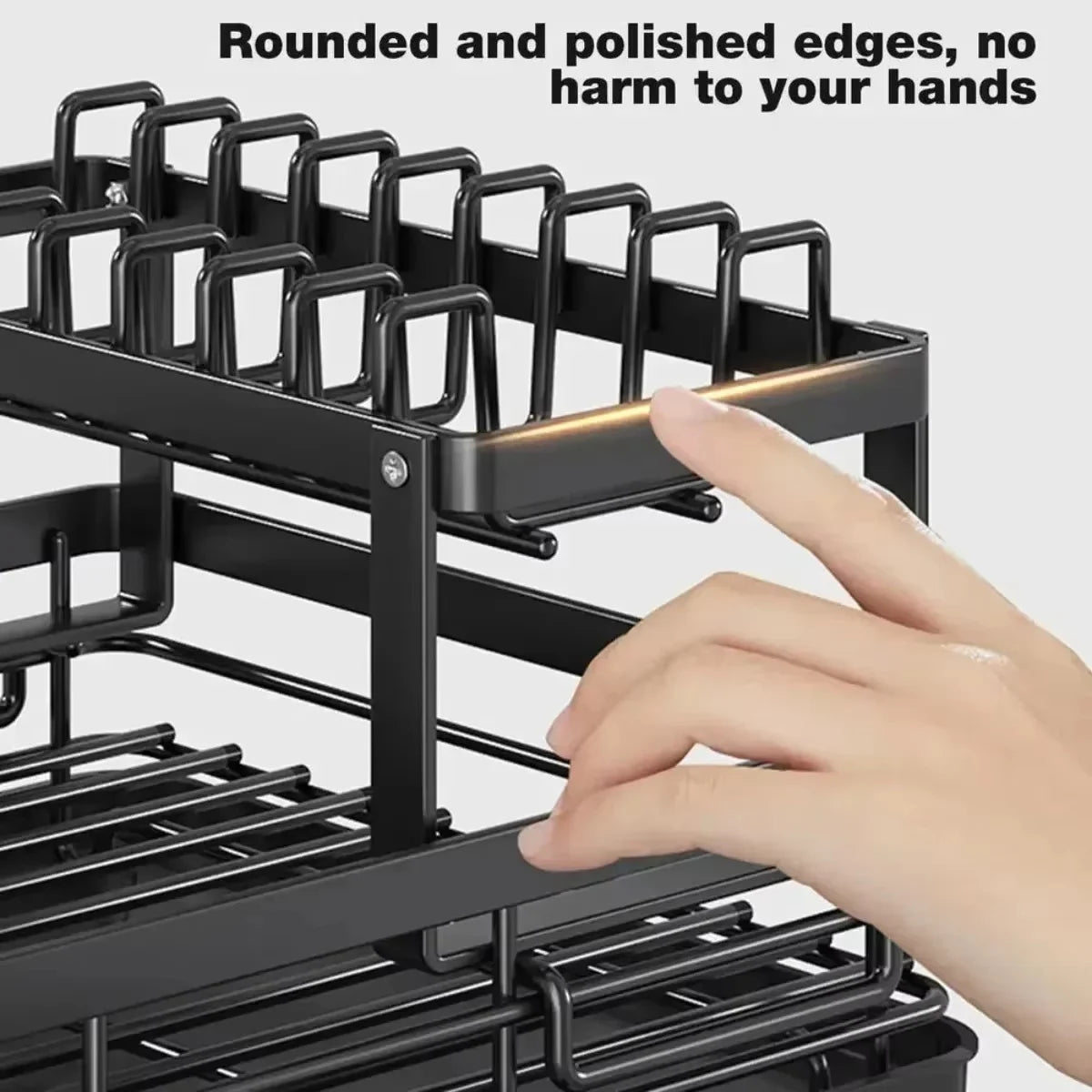 Stainless Steel Dish Rack with Cutting Board – Adjustable Kitchen Storage for Dishes & Utensils