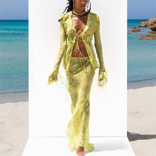 BloomLuxe Floral Skirt Set