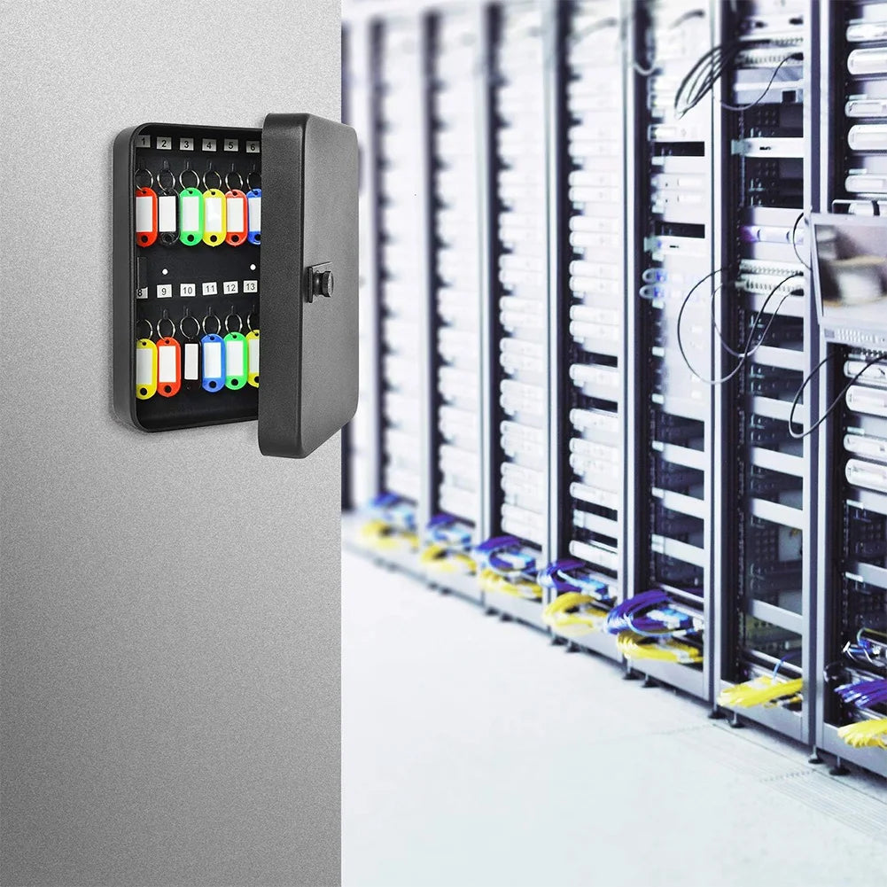 Combination Key Cabinet – 20-Key Hooks Wall Mounted with Key/Code Lock for Secure Key Storage