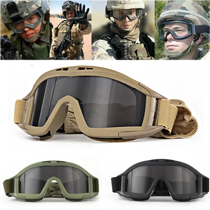 Military Tactical Goggles with Multiple Lenses - Adjustable Outdoor Eyewear