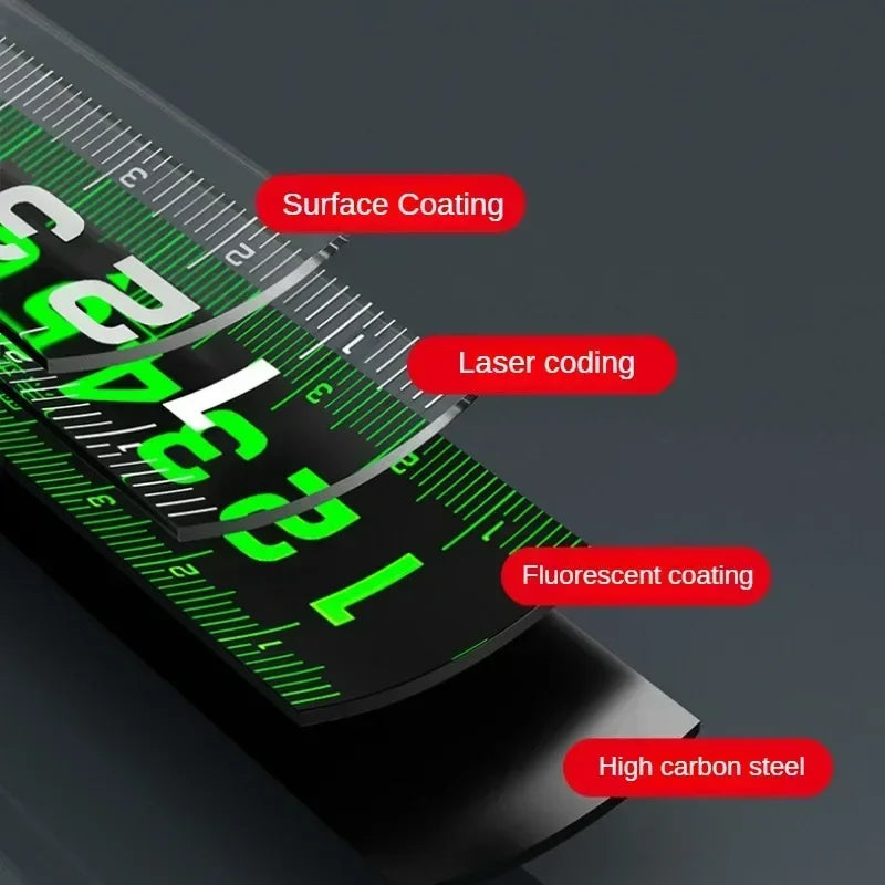 High-Precision Self-Locking Tape Measure – 3/5/10M Fluorescent Steel Ruler