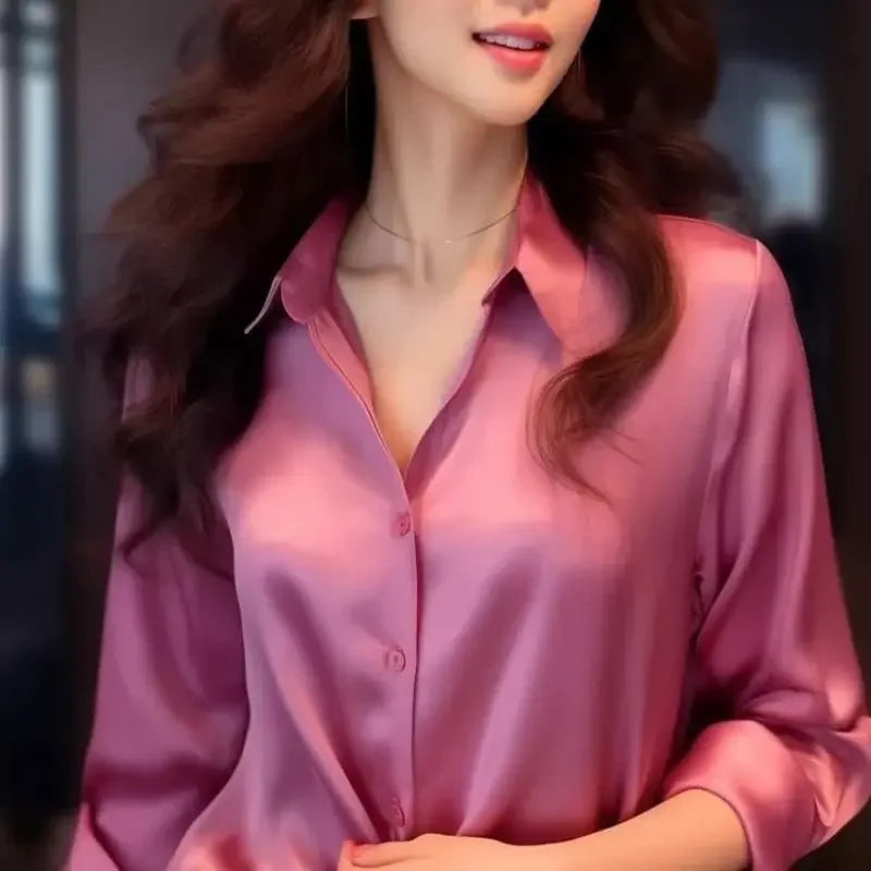 Elegant Polo-Neck Blouse – Button-Up, Long Sleeve