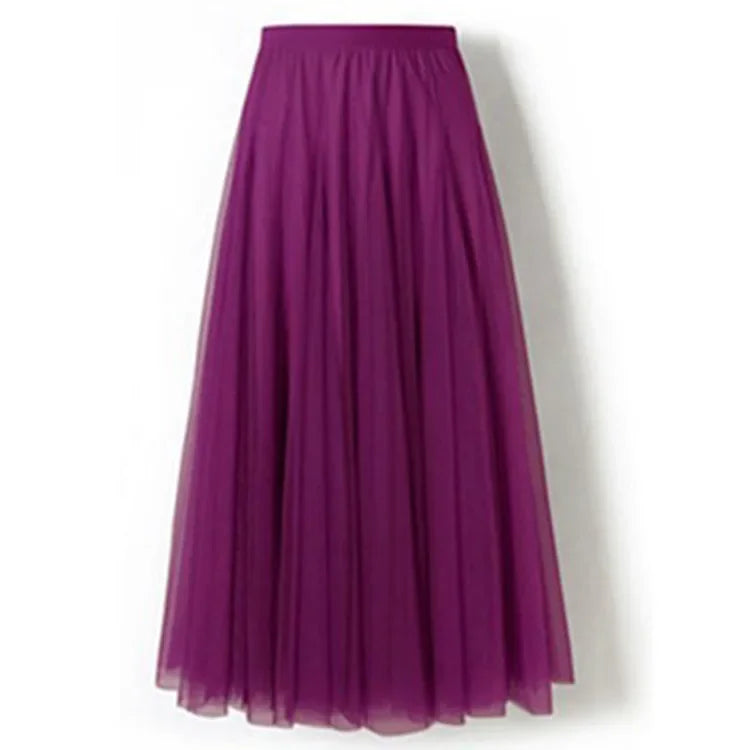 Grandiose 720-Degree A-Line Mesh Skirt – Elegant High-Waist Midi Dance Dress