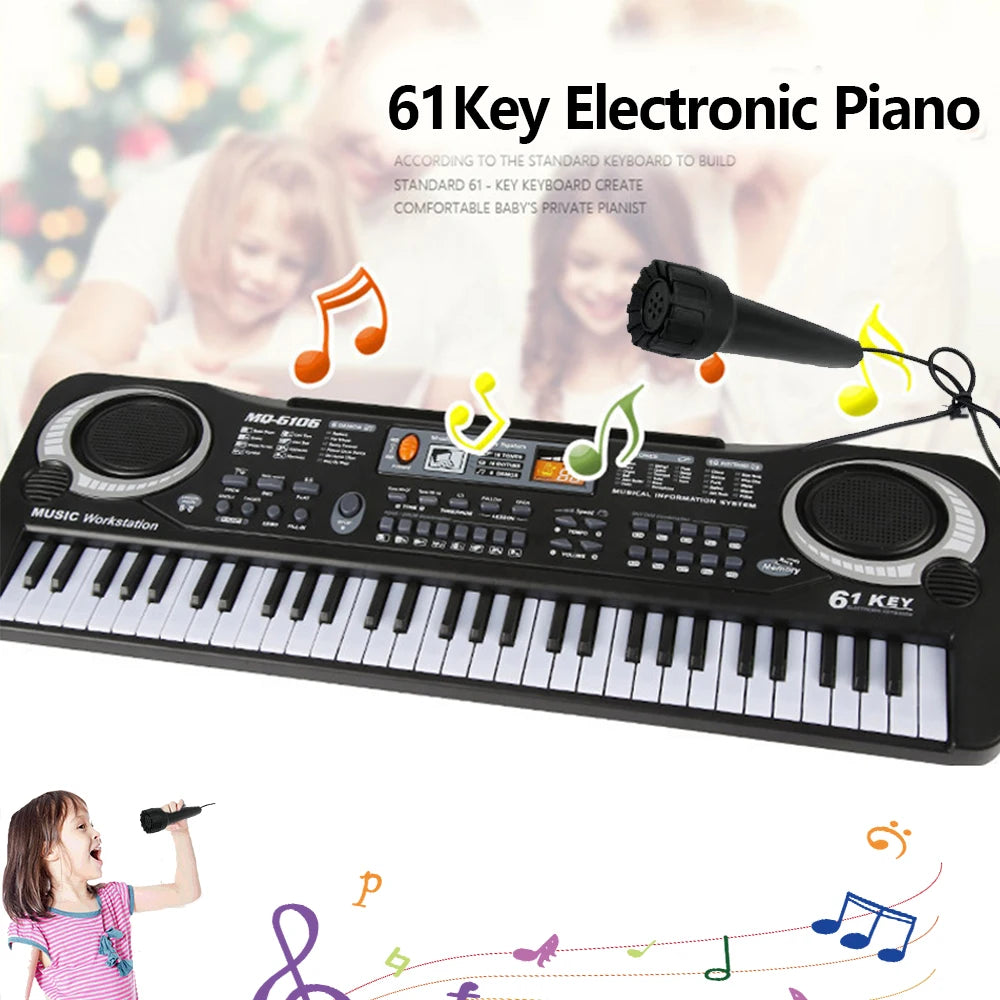 Kids Electronic Keyboard Piano with Microphone – 61-Key Organ & 24-Key Educational Musical Toy for Beginners