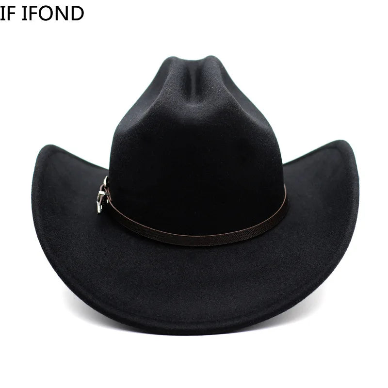 Rustic Western Cowboy Hat - Leather Wide Brim for Men & Women