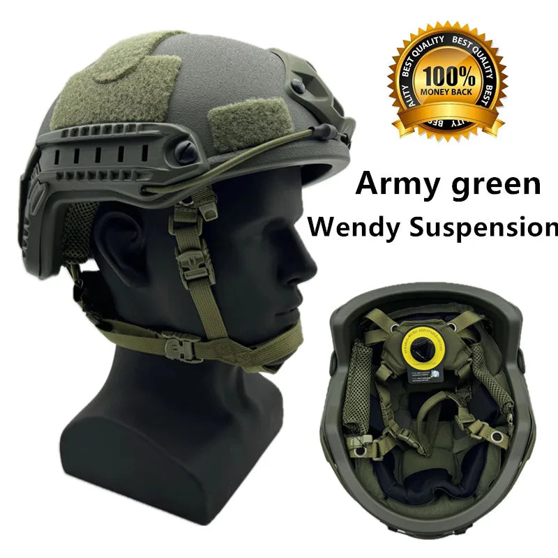 High-Cut Tactical Ballistic Helmet NIJ IIIA Kevlar Helmet with FAST Wendy’s Suspension Pad