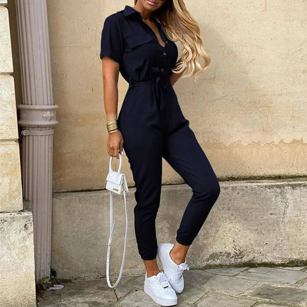 Monochrome Belted Jumpsuit – Workwear & Casual Fit