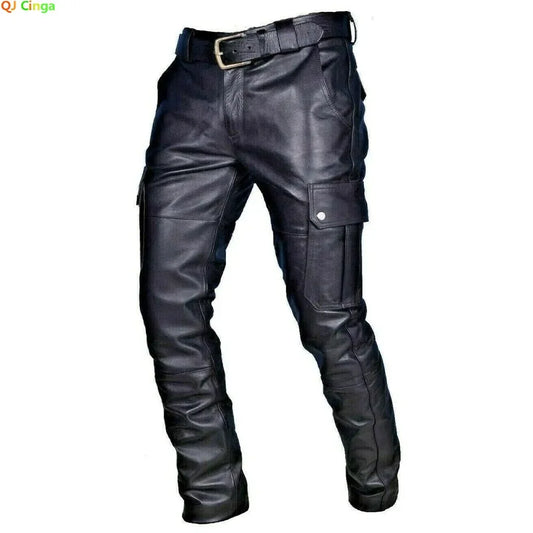 Men’s PU Leather Motorcycle Pants