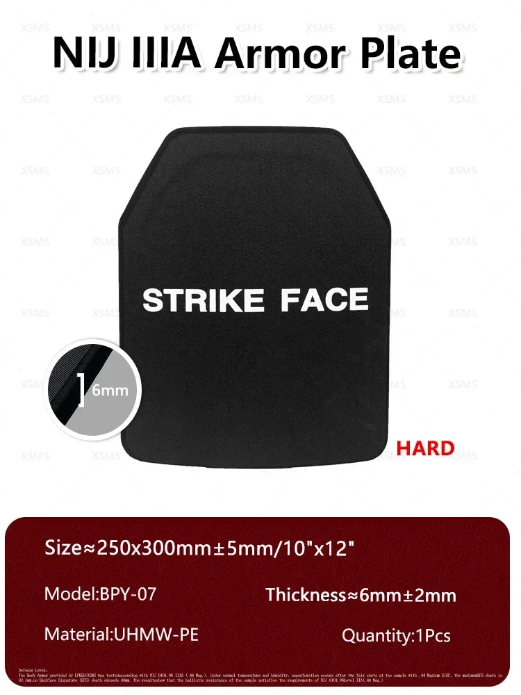 NIJ IIIA Soft/Hard Bulletproof Plates for Ballistic Vest and Backpack – Available in 6x8, 10x12, 11x14 Sizes