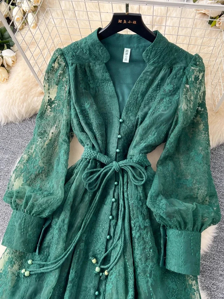 French Vintage Embroidered Evening Dress