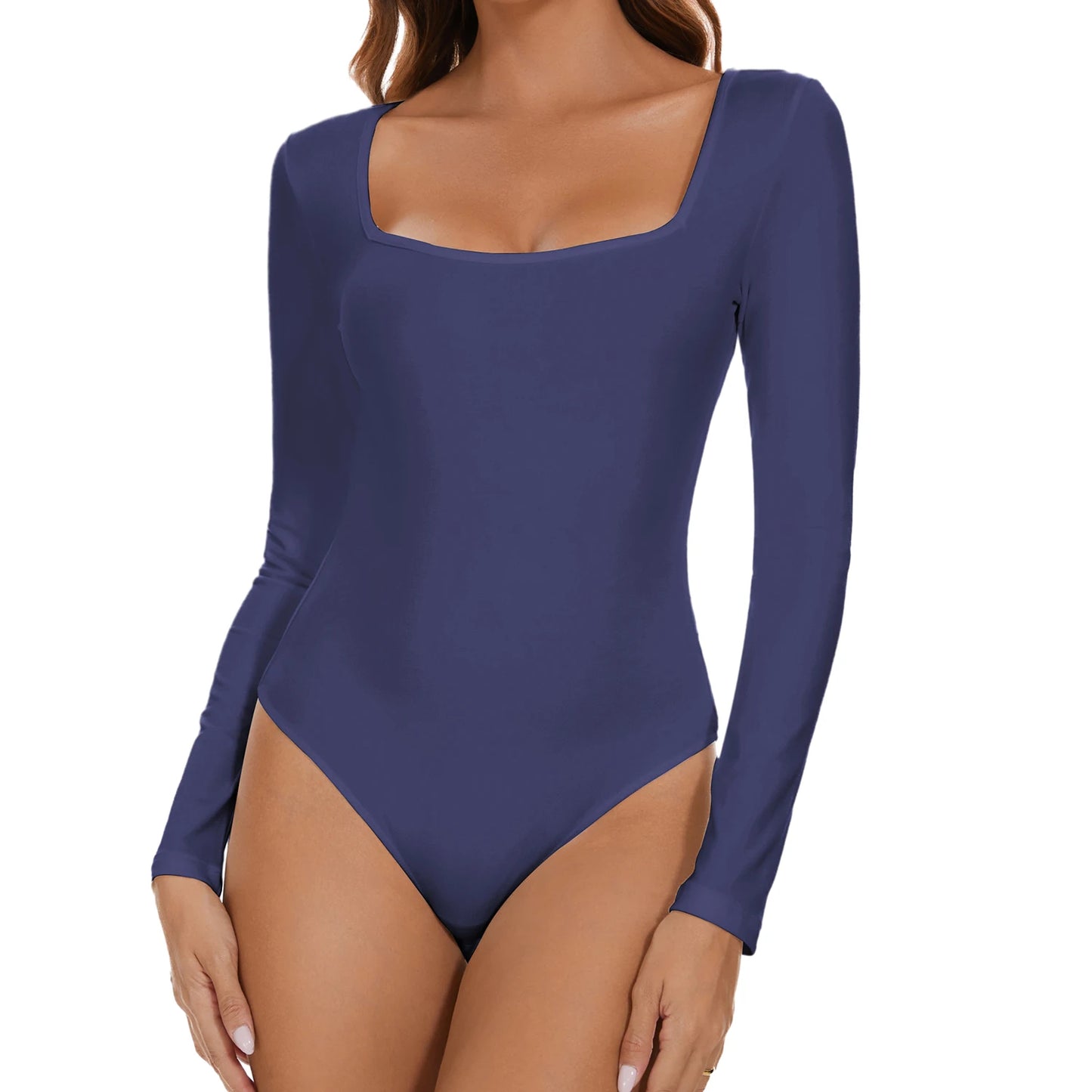 Square Neck Bodysuit – Long Sleeve, Tummy Control Shapewear