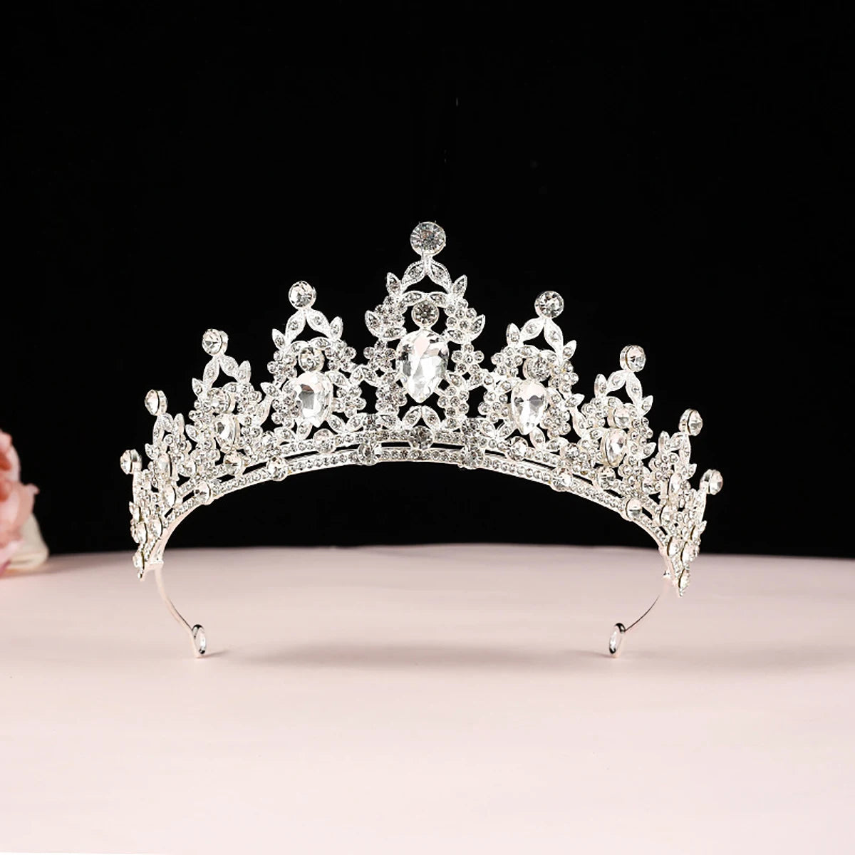 Crystal Bridal Tiara – Silver Wedding Crown Headpiece for Veil & Hair Accessories
