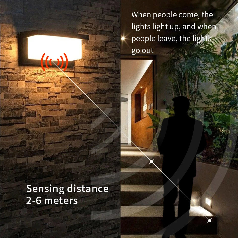 Smart Outdoor Wall Lamp with Motion Sensing LED Light