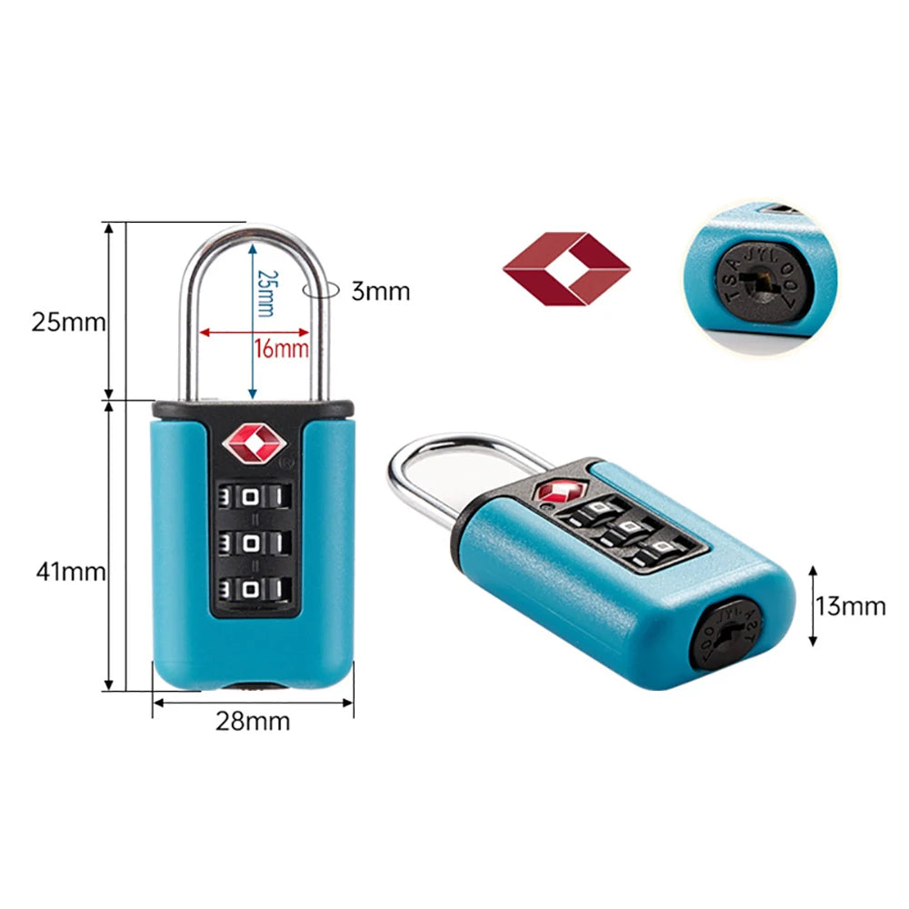 Travel Luggage 3-Digit Combination Lock | Password Changeable | Black Padlock