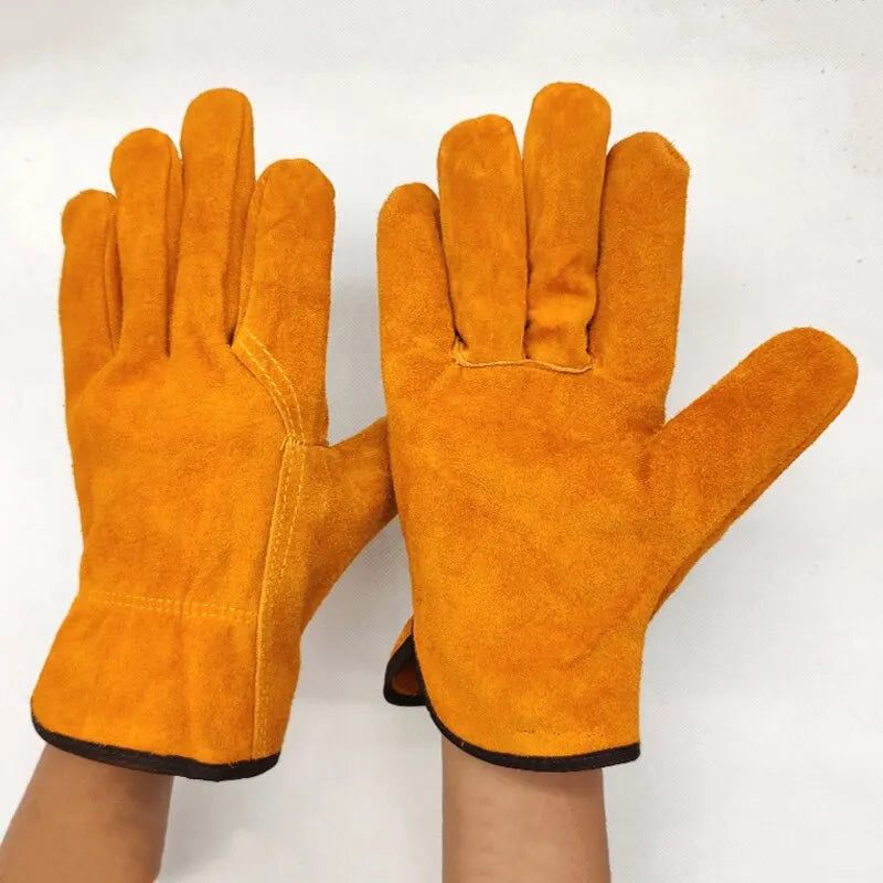 Men's Cowhide Work Gloves – Soft, Durable Safety Gloves for Driving, Hunting, Welding & Gardening