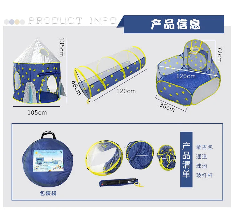 Indoor Toddler Play Tent with Ocean Balls & Tunnel – 3-in-1 Playpen & Playground for Babies