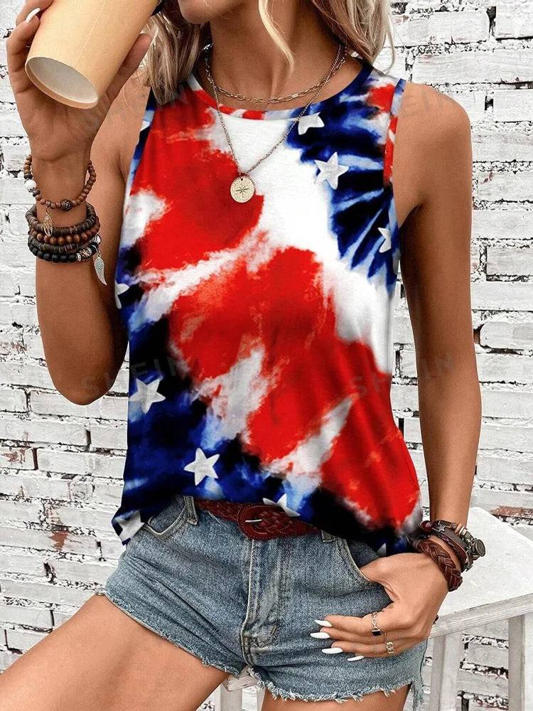 Rock Hip Hop Print Women's Crew Neck Tank Top - Summer Street Fashion