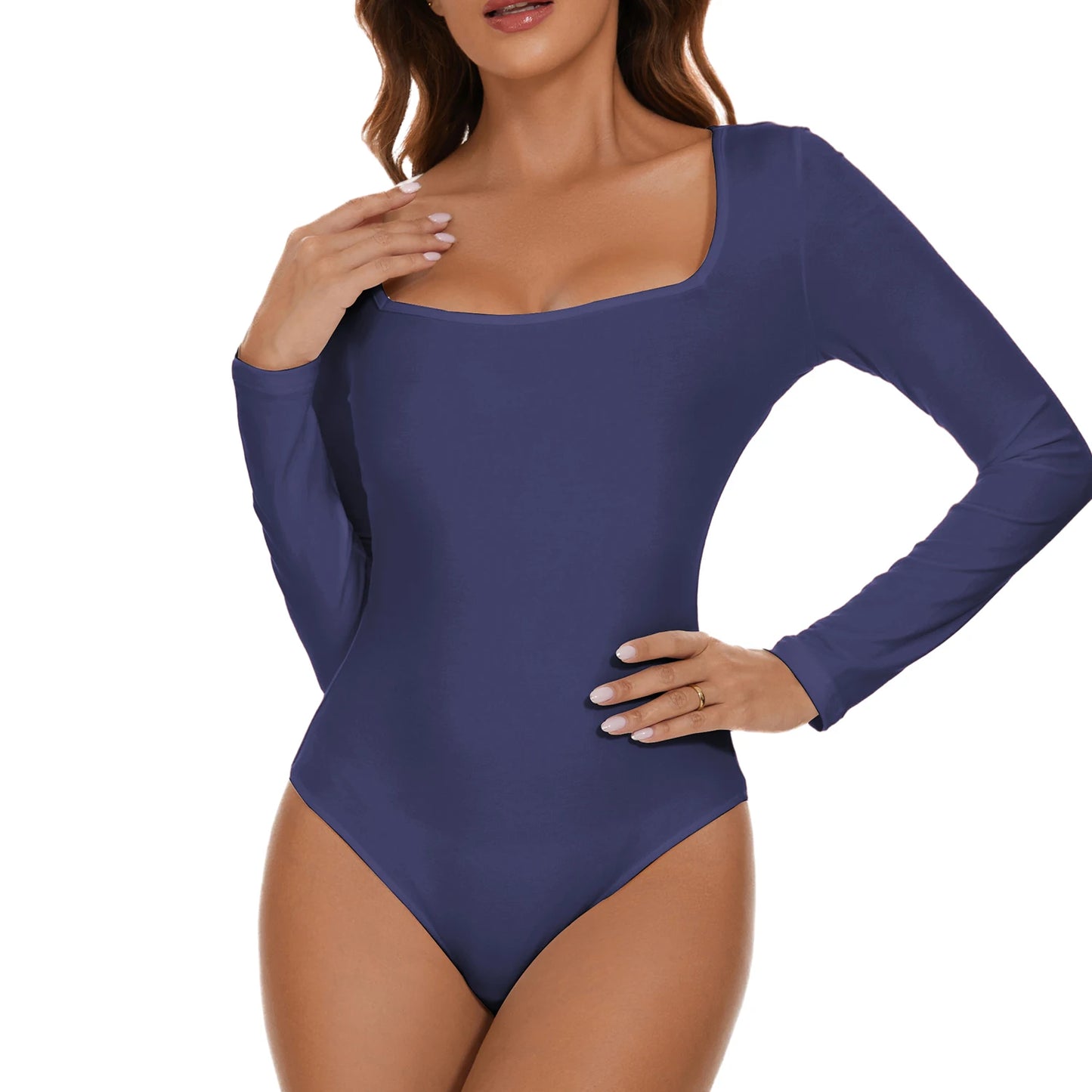 Square Neck Bodysuit – Long Sleeve, Tummy Control Shapewear