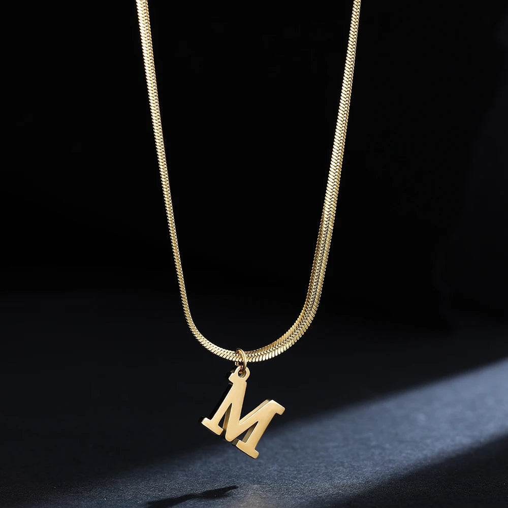 Gold Plated A-Z Alphabet Pendant Necklace for Women – Stainless Steel Initial Letter