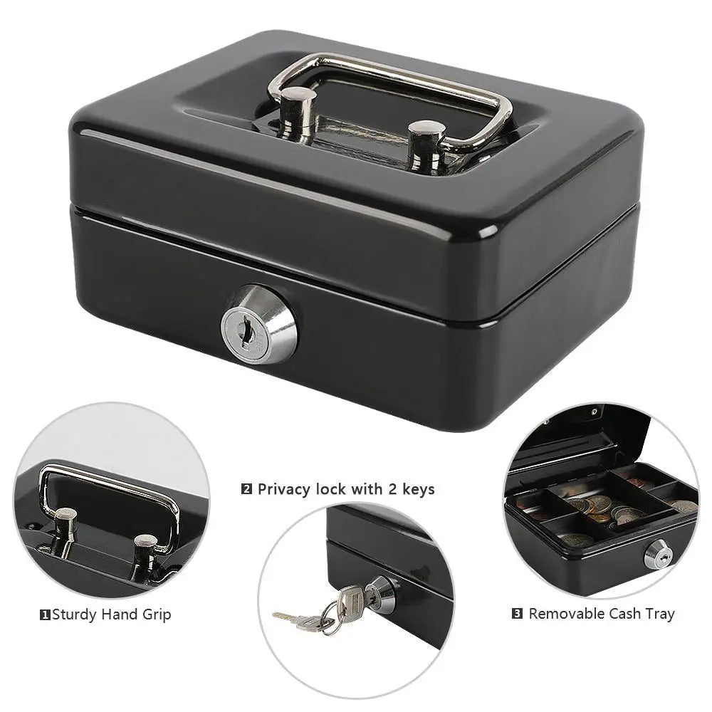 Portable Mini Key Safe – Lockable Steel Piggy Bank for Cash & Coin Storage