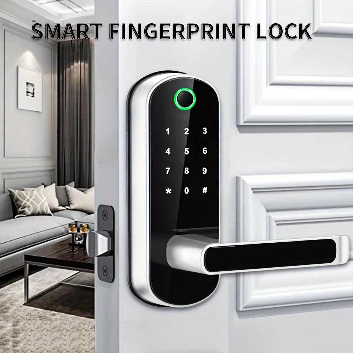 Smart Fingerprint Door Lock | App Remote Control | Keyless WIFI Digital Touchscreen Lock | NFC | IP67 Waterproof | Includes 2 IC Cards