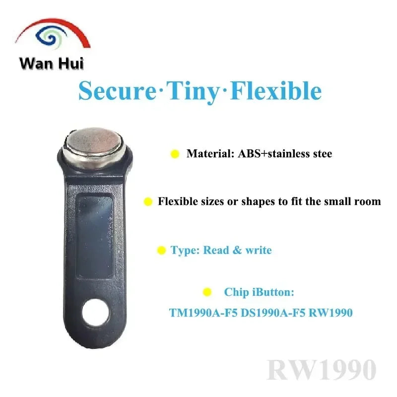 RW1990 RFID Key Tags – Rewritable iButton TM Touch Memory Cards for Dallas Access Control (5pcs)