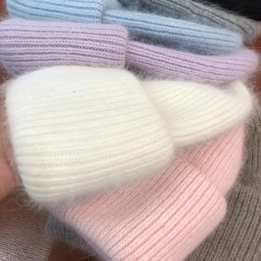 Cozy Women's Winter Hat – Real Rabbit Fur Beanie Cap for Adults